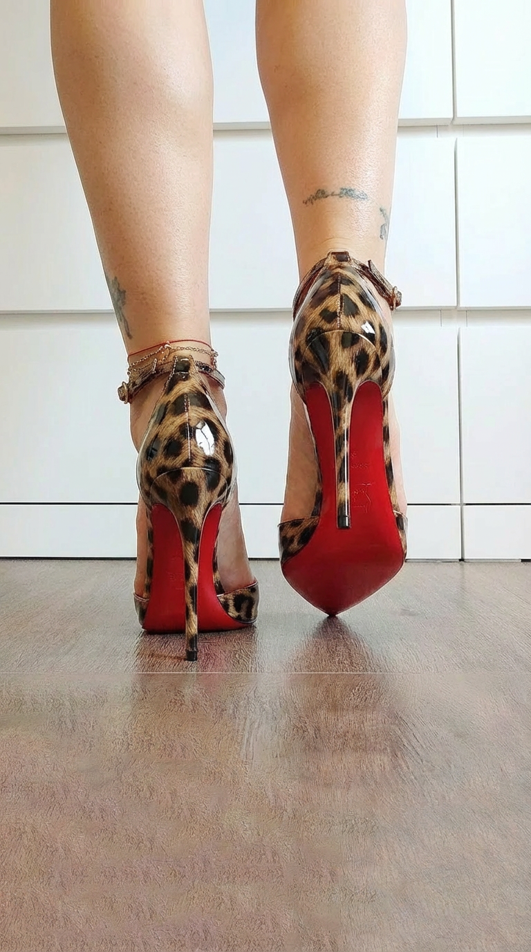 Animal Print Schoenen met Rode Details