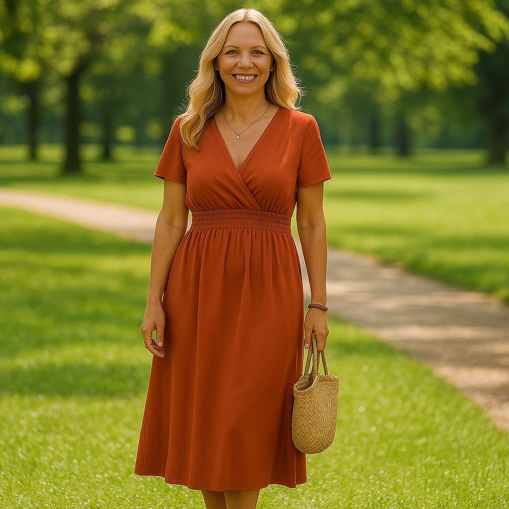 Marie - Flared Pleated Dress with Waist Detail