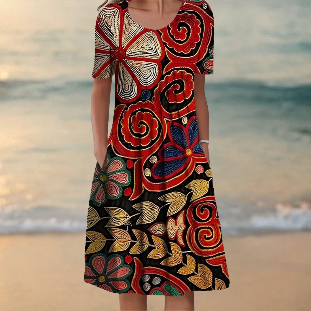 Odie – Elegant Floral Pattern Dress