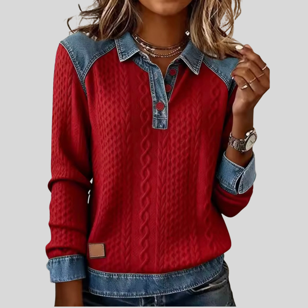 Esmee - Denim Top met Kraag