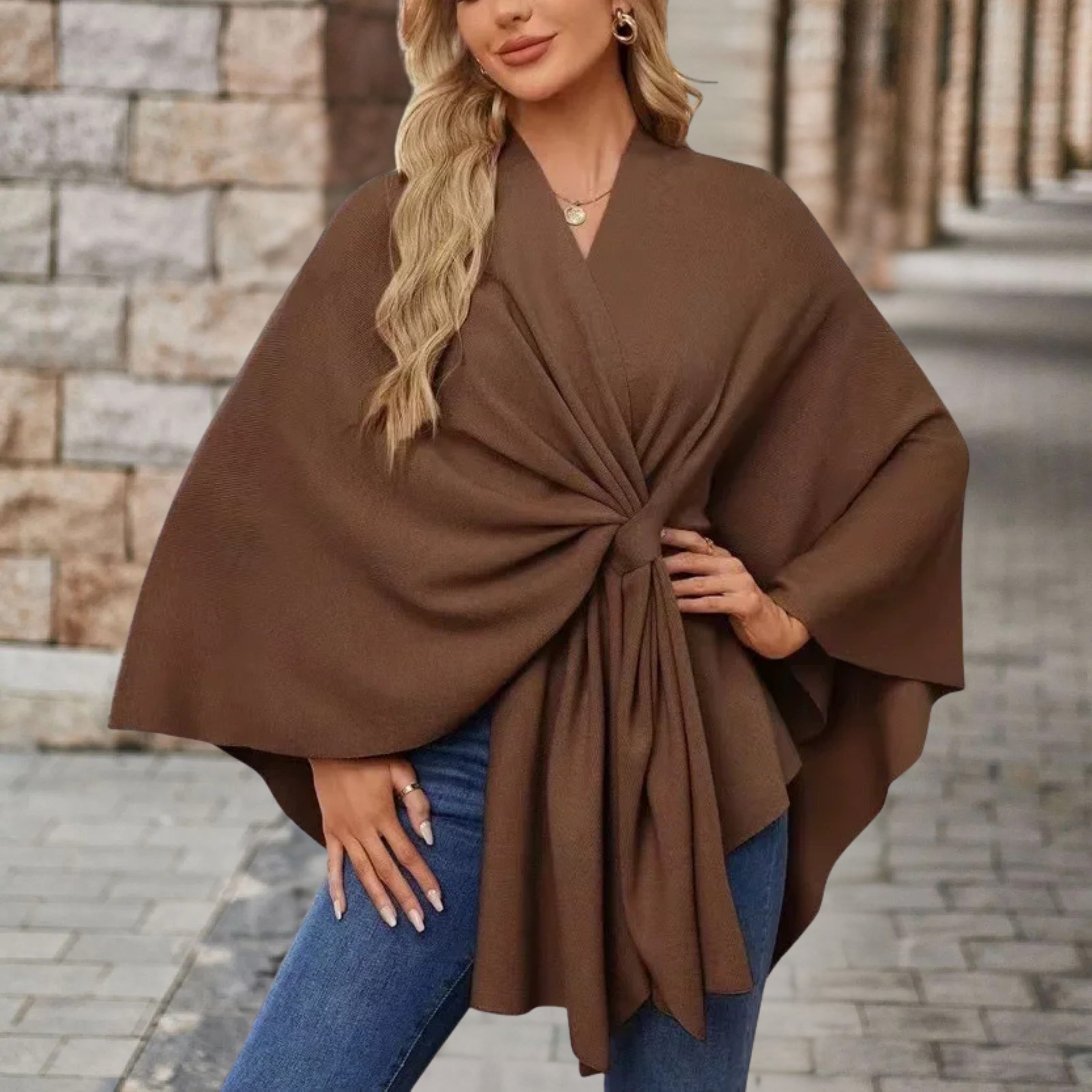 Alexis - Elegant Poncho Sweater