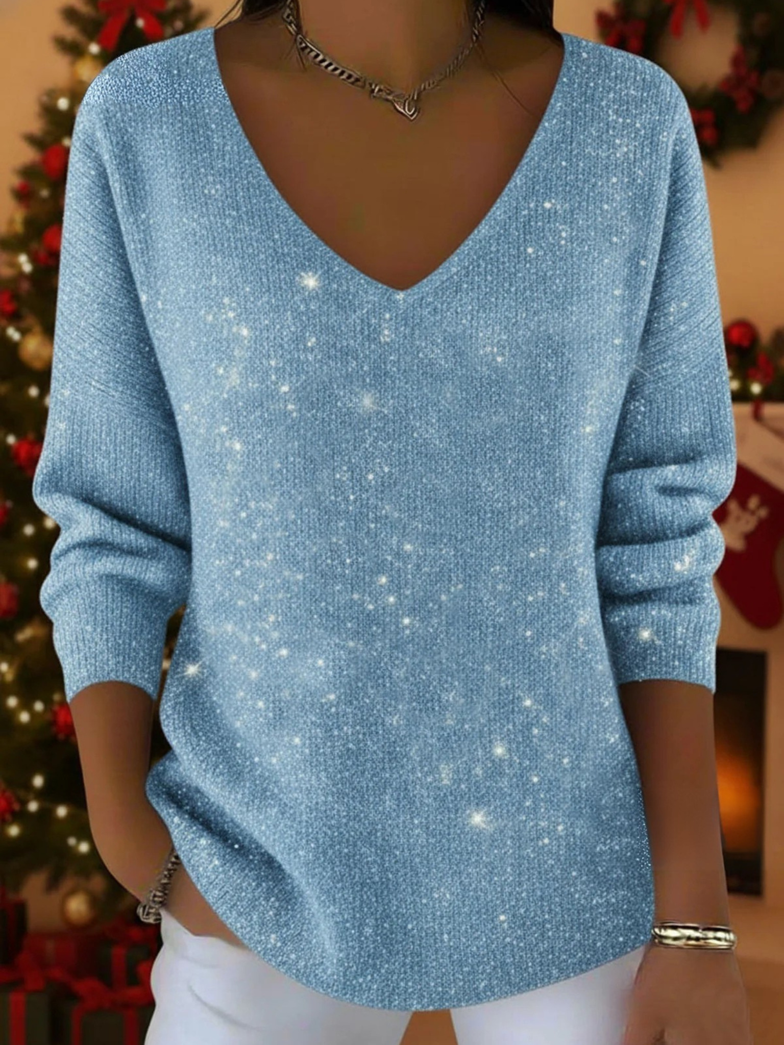 Jolie - Festive Ladies' Jumper with V-Neck