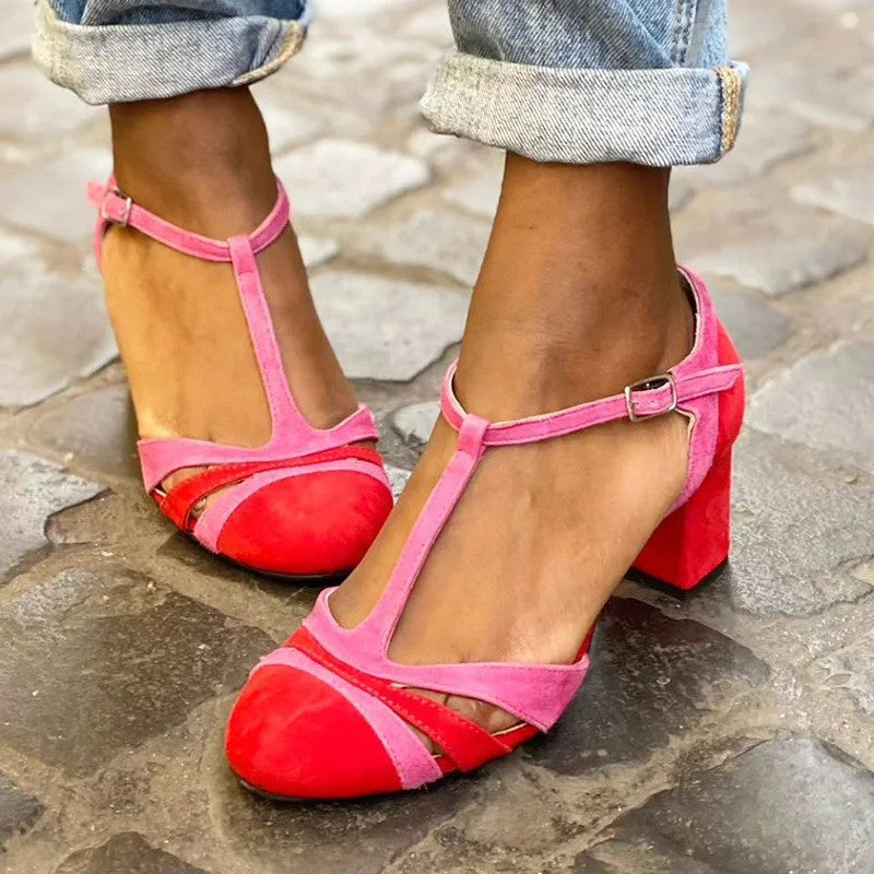 Schoenen met T-Band en Stevige Hak