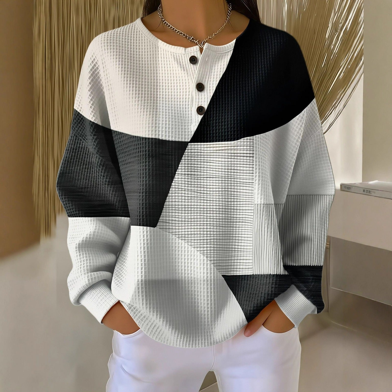 Susan - Cozy Waffle Knit Henley