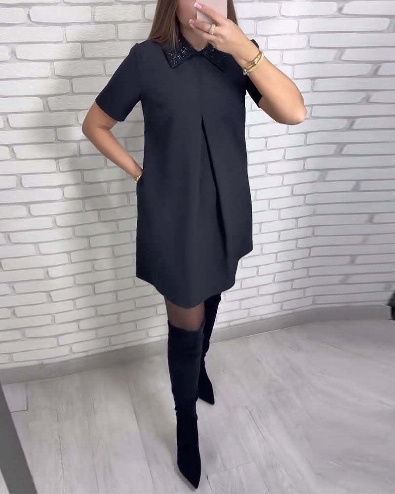 Cora | Elegante Damesjurk met Opstaande Kraag