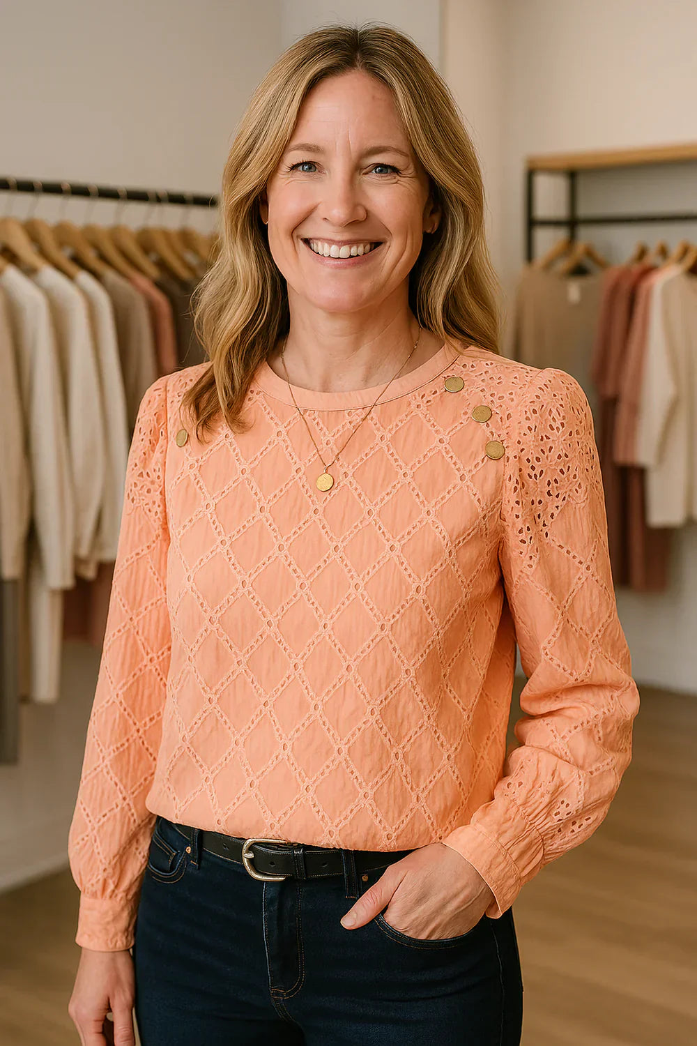 Elodie - Elegant Top with Lantern Sleeves