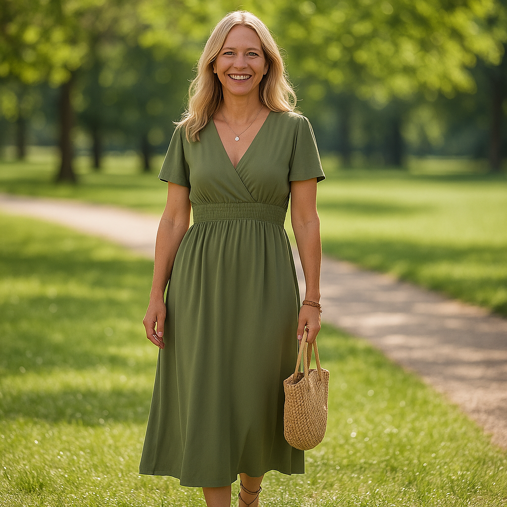 Marie - Flared Pleated Dress with Waist Detail