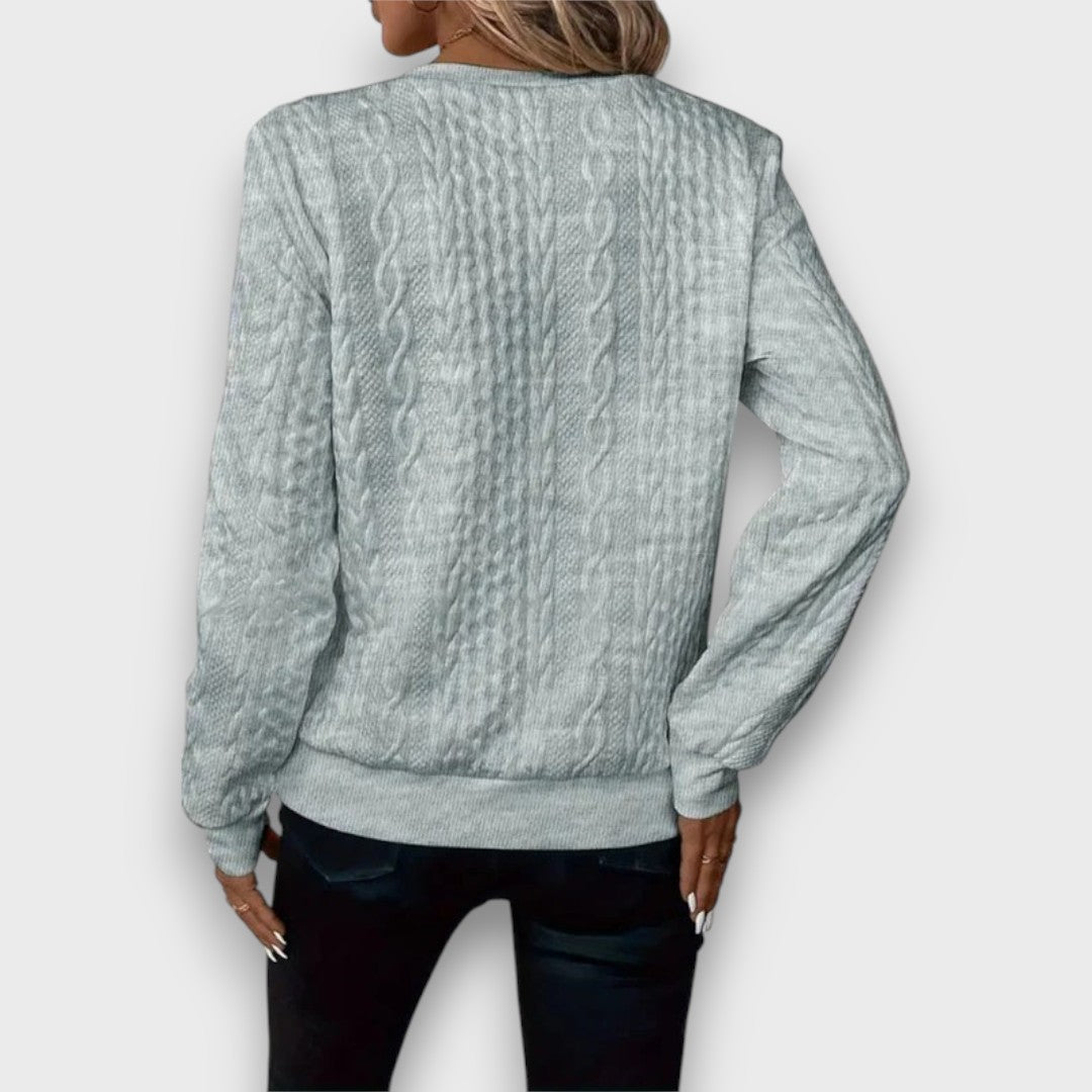 Charlene – Cable-Knit Zip Front Sweater