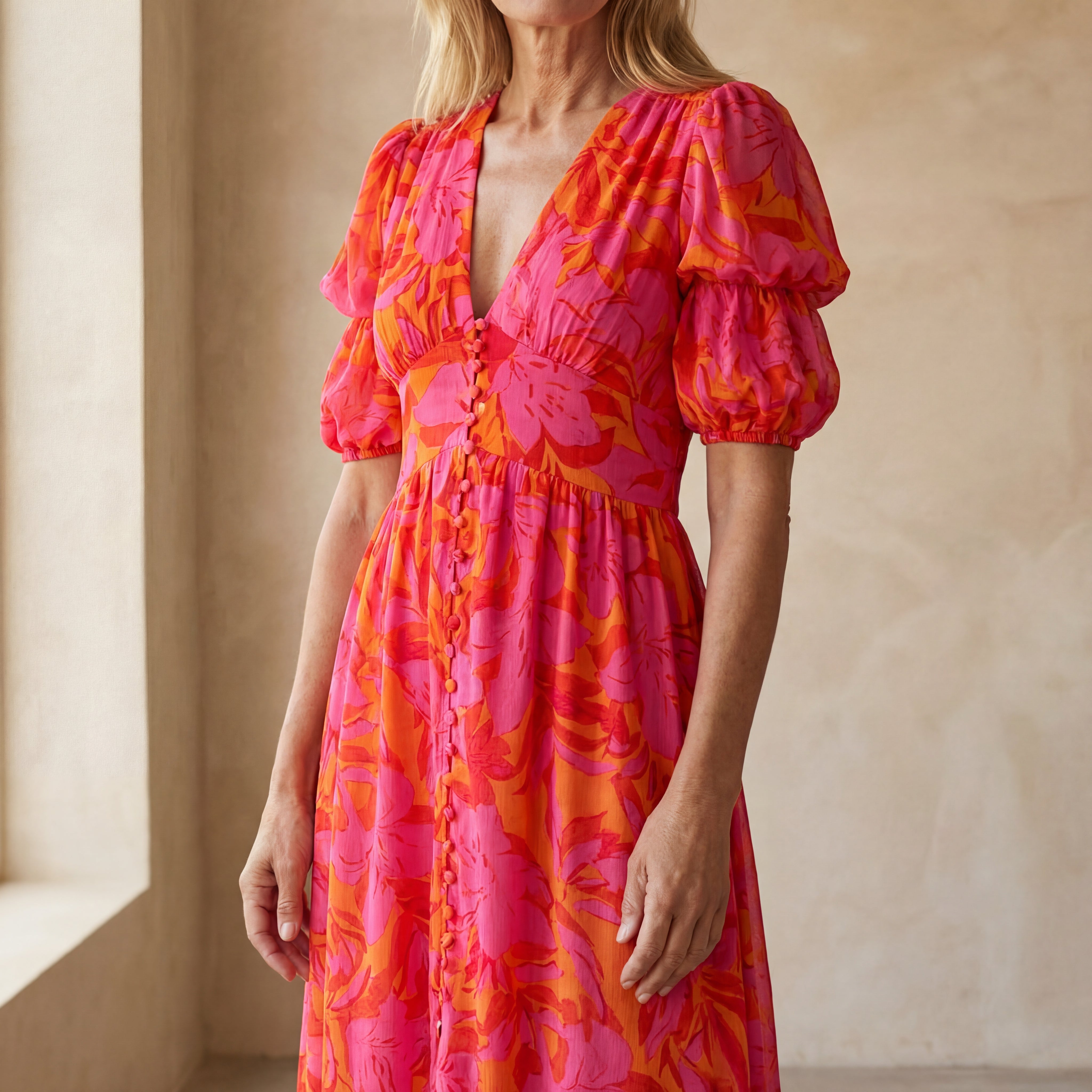 Diana - Roze-Rode Maxi Jurk