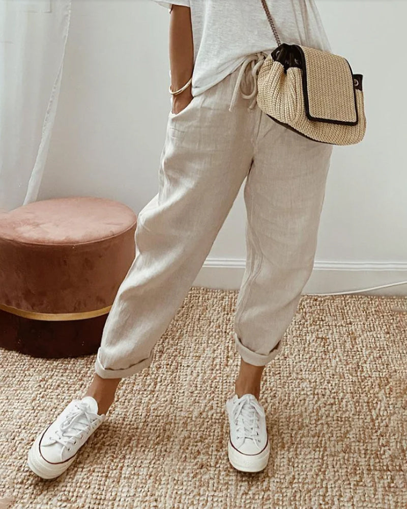Sofie – Ademende Linnen Pantalon, Casual en Stijlvol