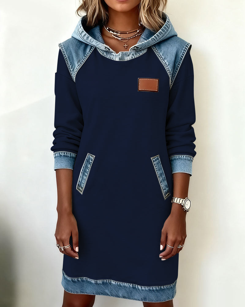 Hoodiejurk met contrasterende details