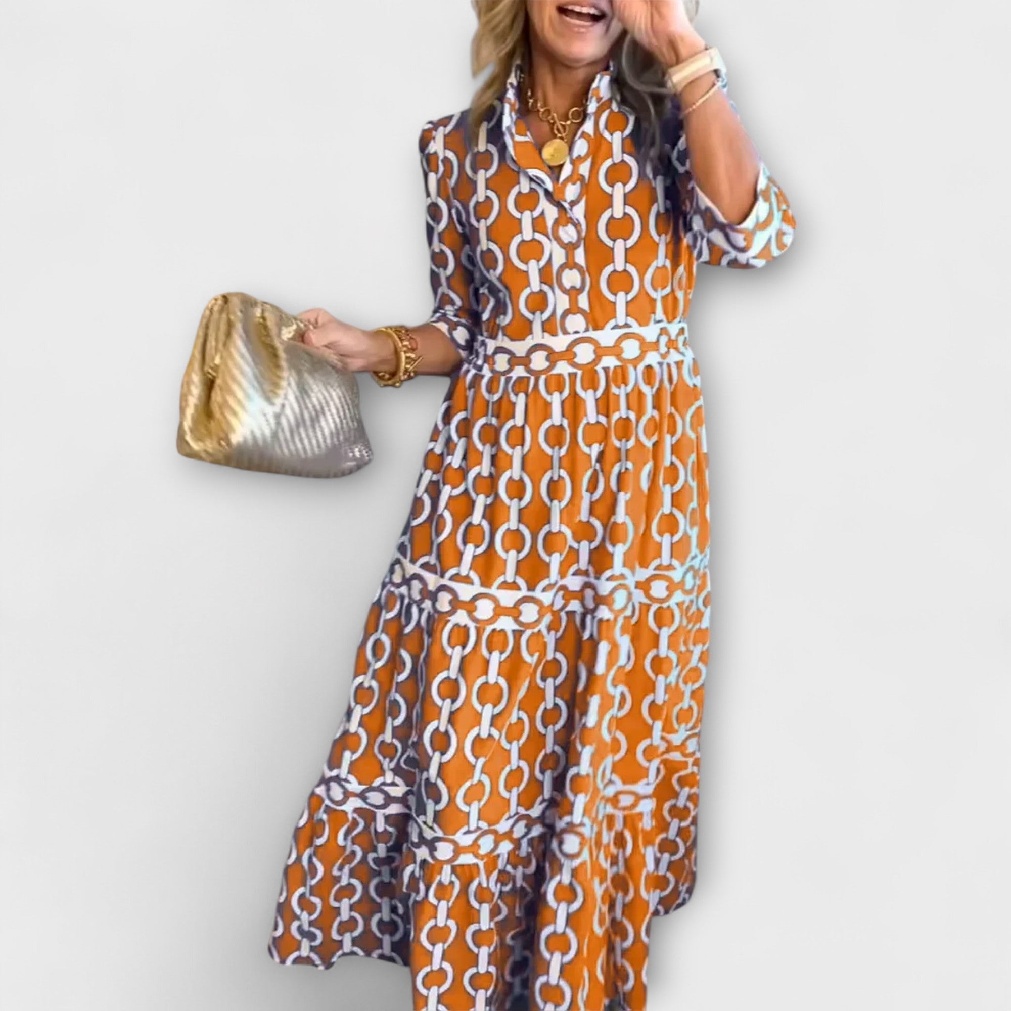 Juliette - Midi-jurk met kettingpatroon