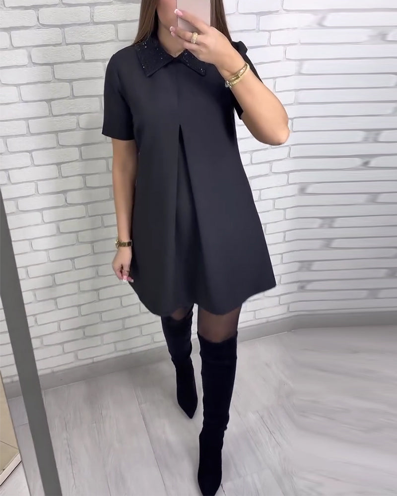 Cora | Elegante Damesjurk met Opstaande Kraag