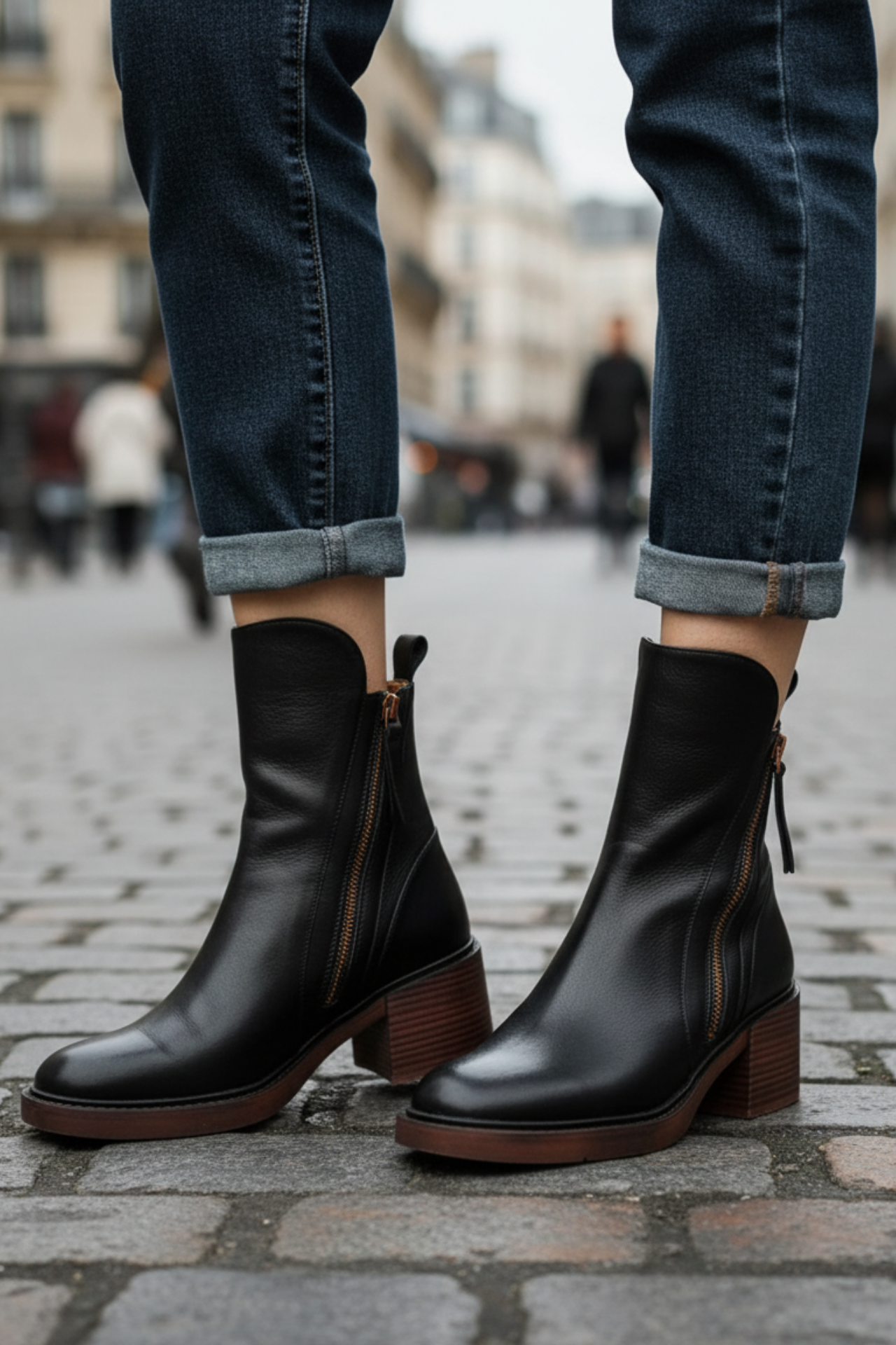 Emily - Leather Boots with a Comfortable Heel