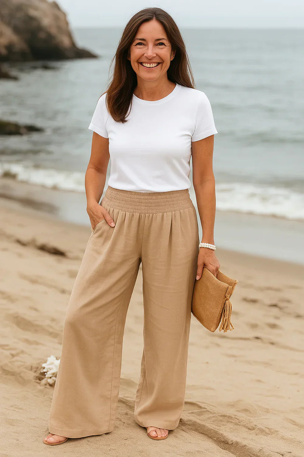 Junna - High-Waisted Elastic Pants