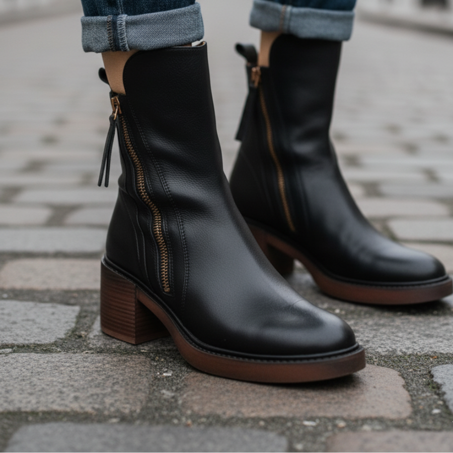 Emily - Leather Boots with a Comfortable Heel
