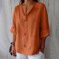 Emma - Ademende Linnen Blouse, Casual en Stijlvol (Oranje)