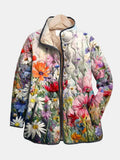 Gewatteerde Jas met Vintage Kunst Bloemenprint