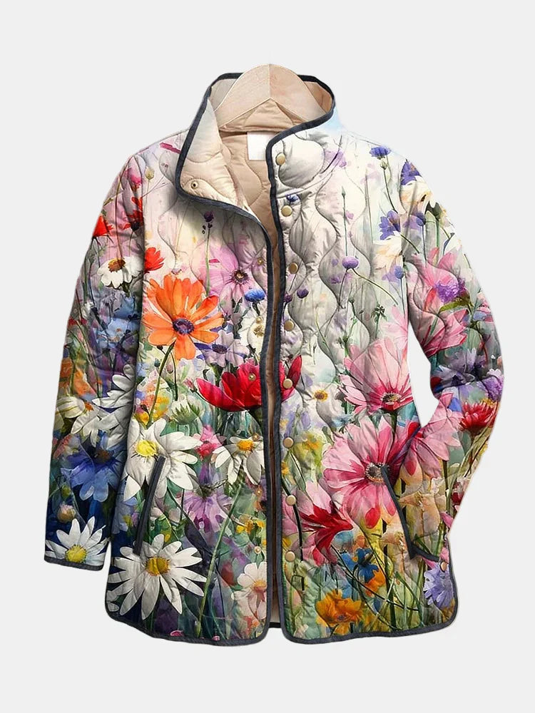 Kaia - Charming Vintage Floral Print Quilted Jacket