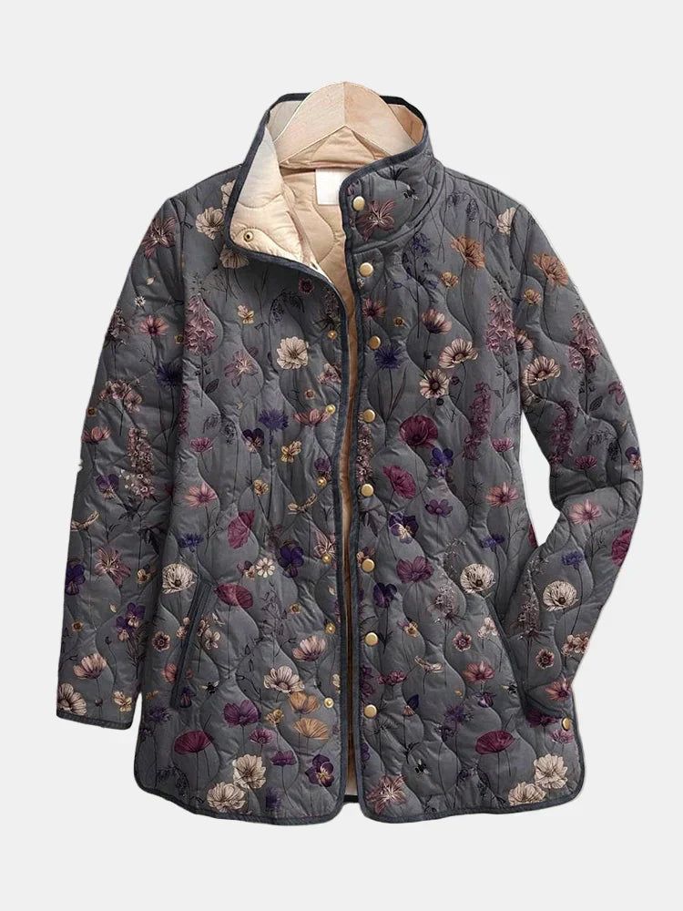 Niva - Vintage Floral Print Quilted Jacket