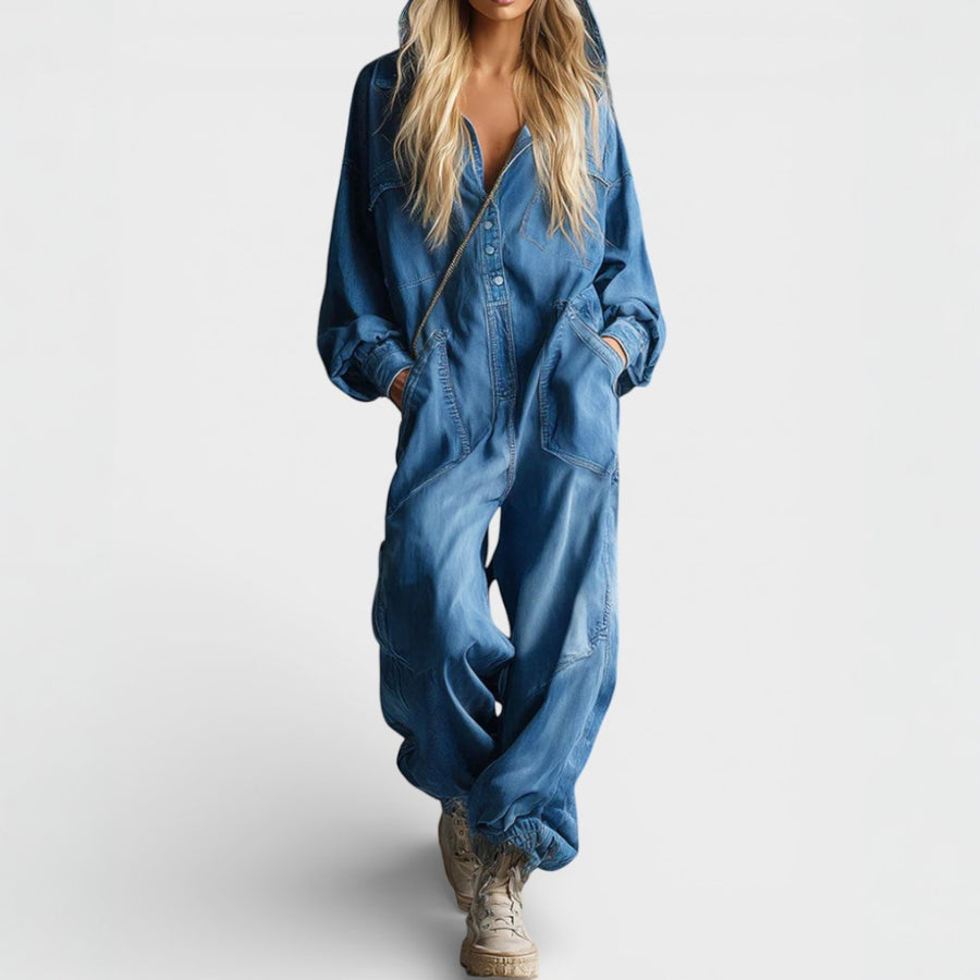 Emma - Denim Jumpsuit met Capuchon