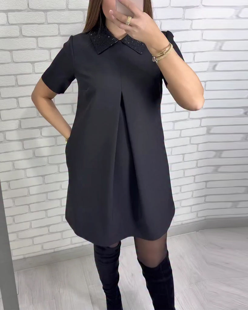 Cora | Elegante Damesjurk met Opstaande Kraag