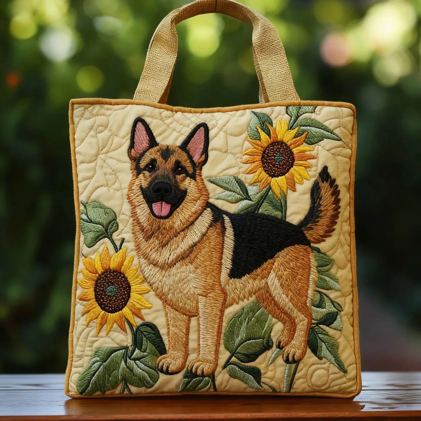 Gewatteerde Tas Duitse Herder met Bloemen