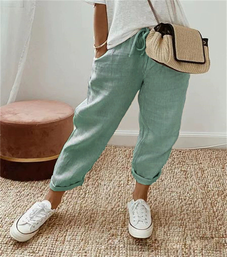 Sofie – Ademende Linnen Pantalon, Casual en Stijlvol (Mintgroen)