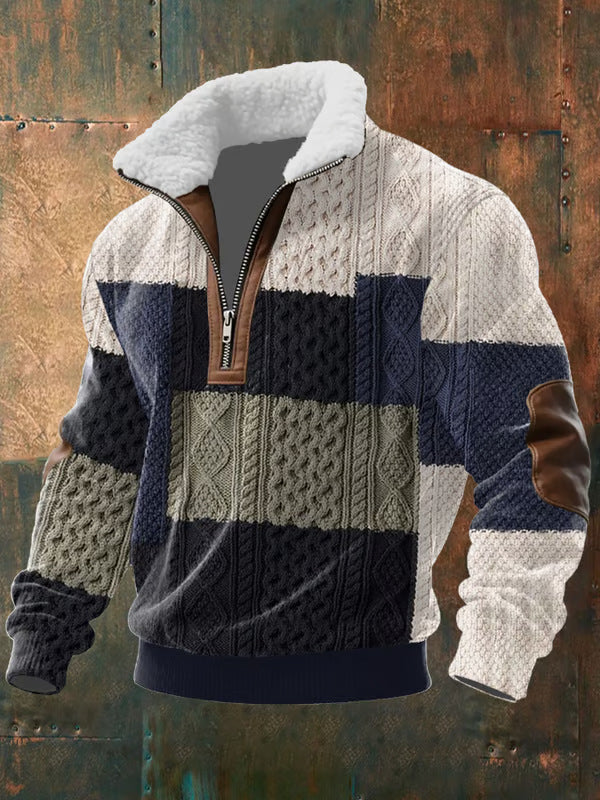 Lars – Gebreide Quarter-Zip Trui met Gevoerde Kraag