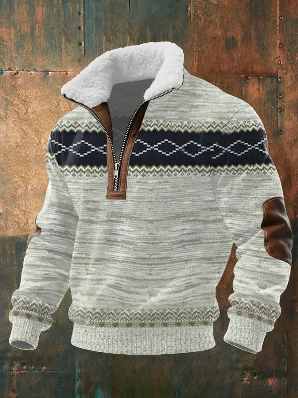 Sander – Gebreide Quarter-Zip Trui met Gevoerde Kraag