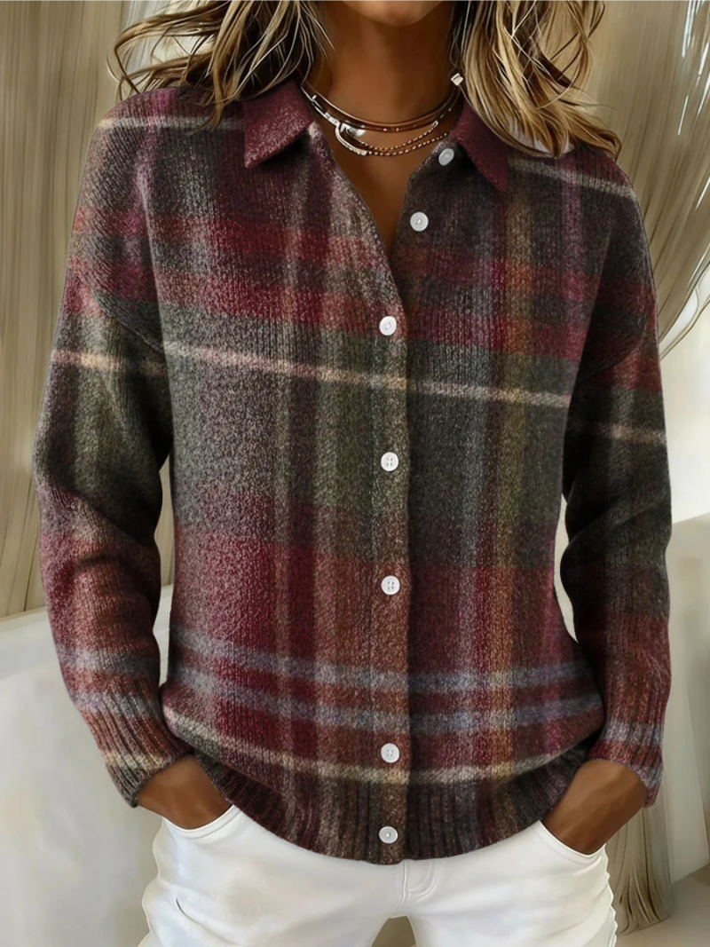 Emily – Geruite Gebreide Blouse