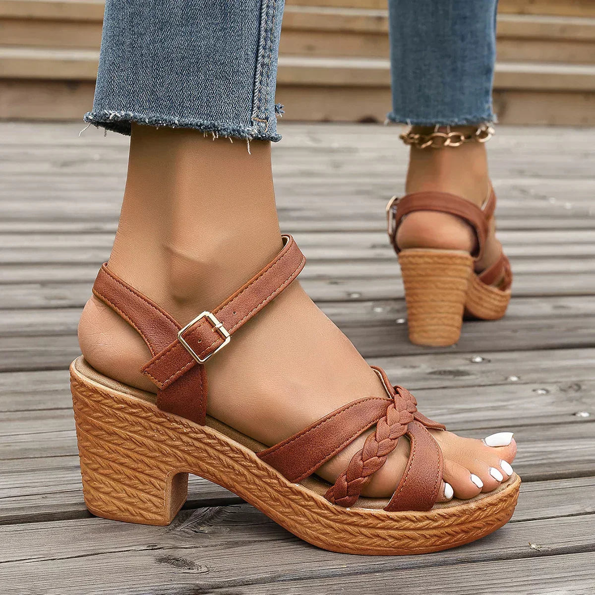 Geweven Hak Sandalen