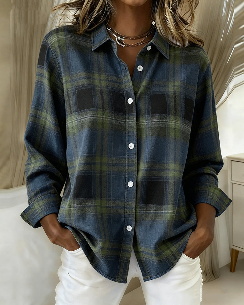 Shirt met Ruitpatroon en Ingesneden Kraag