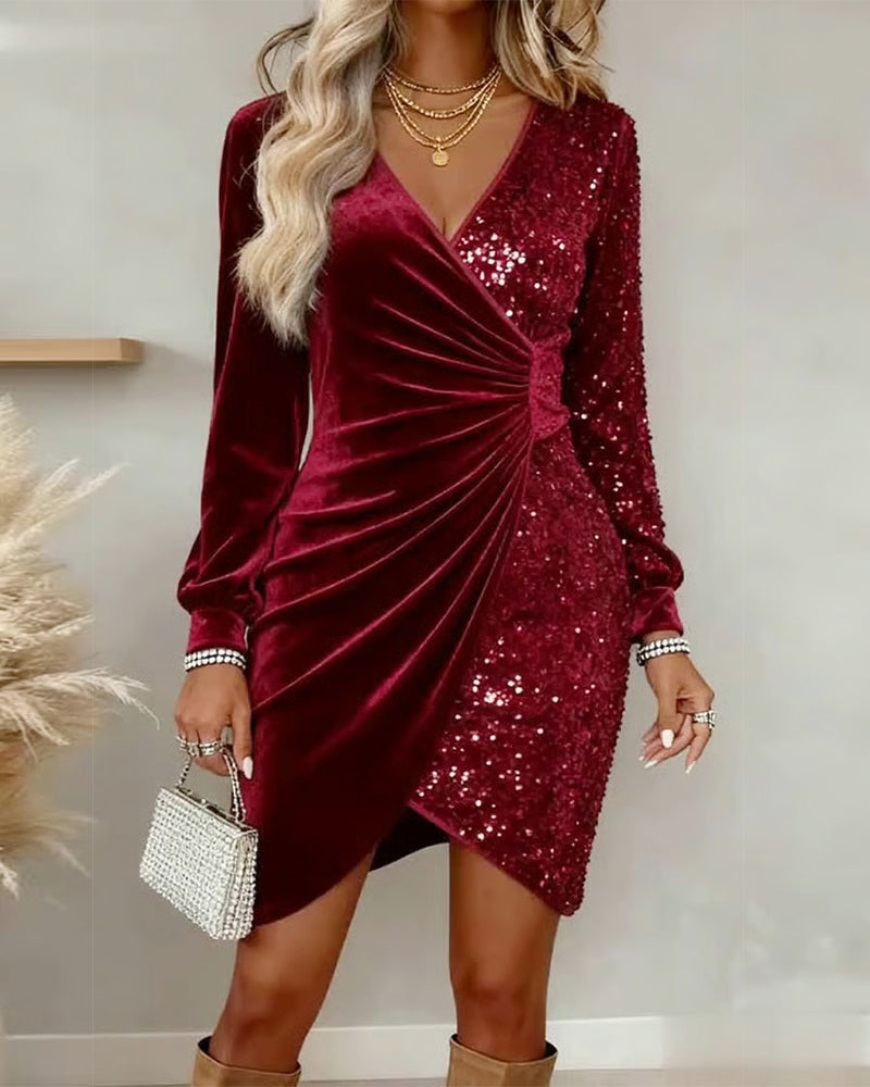 Kelly - Elegant Velvet Sequin Dress
