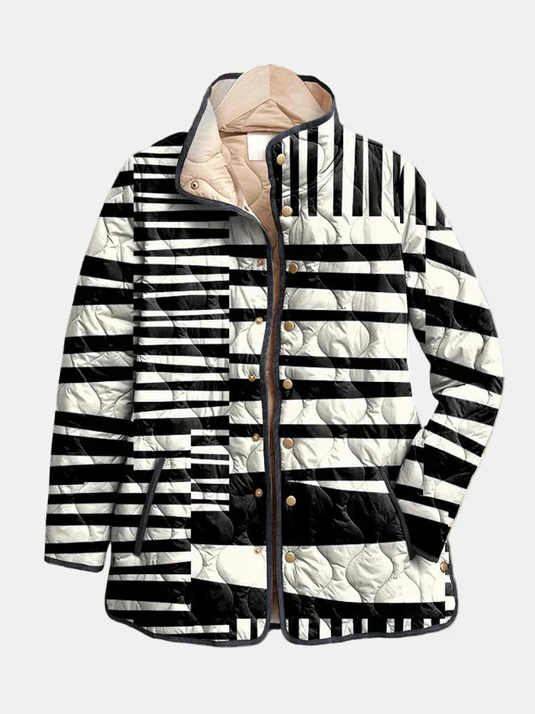 Miren - Black and White Abstract Quilted Jacket
