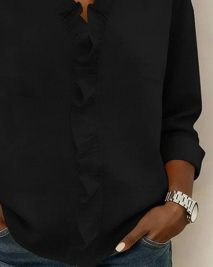 Isa - V-Hals Blouse met Ruches