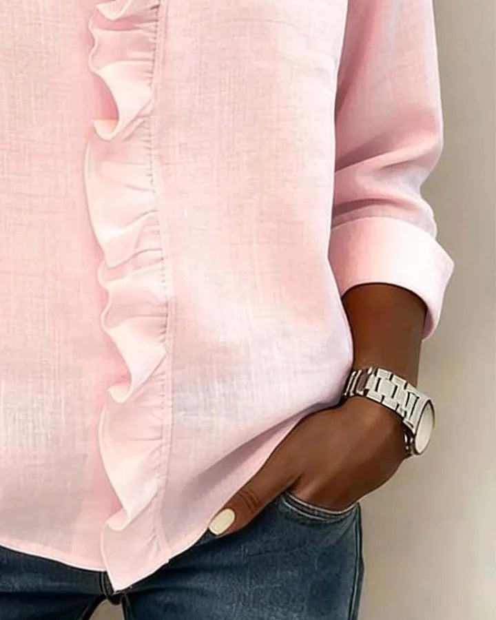 Isa - V-Hals Blouse met Ruches