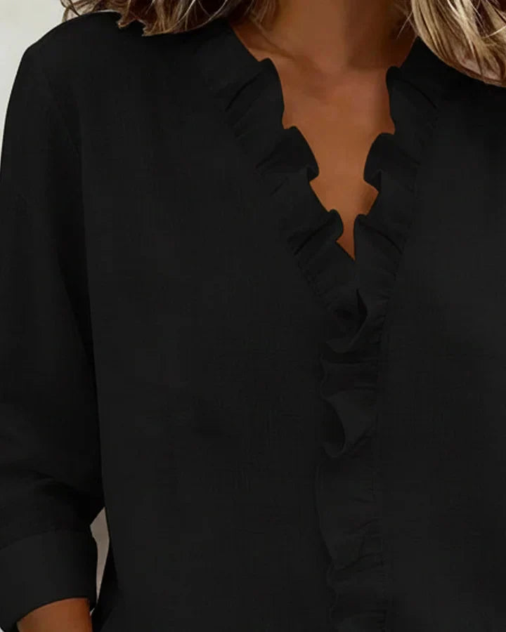 Isa - V-Hals Blouse met Ruches