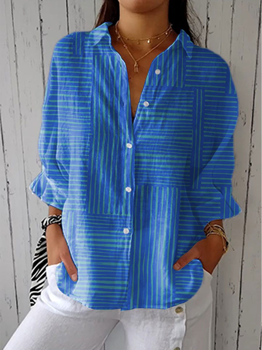Feline – Azuur Gestreepte Blouse