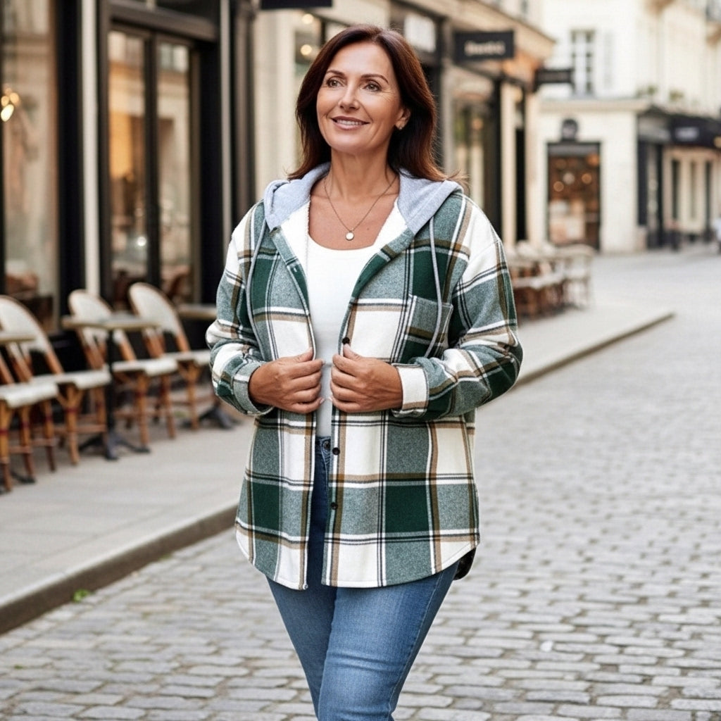 Isaline - Plaid Hooded Cardigan