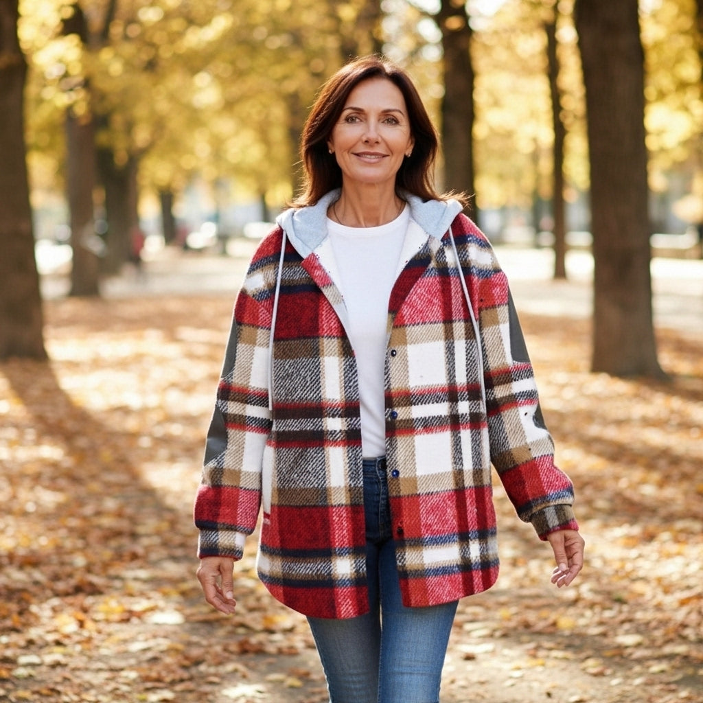 Isaline - Plaid Hooded Cardigan