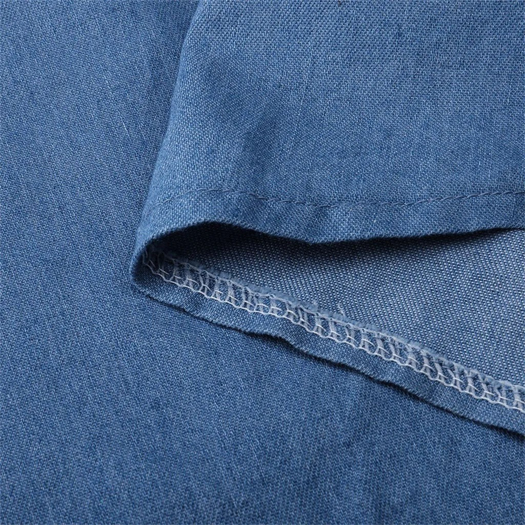 Joelle - Long Denim-Style Dress with Side Slit