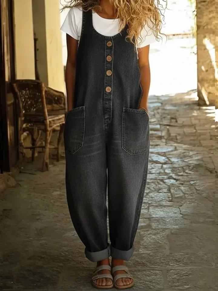 Lenna – Vintage Katoenen Denim Jumpsuit